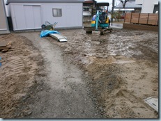 土間コンクリート打ち前の土のすきとり　施工現場レポート